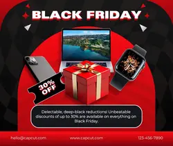 Black Friday Red White Gadget Promotion Facebook Post