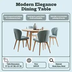E-commerce Product Callout Household Accessories & Furniture Modern Elegance Dining Table