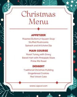 Christmas Dinner Menu Instagram Portrait
