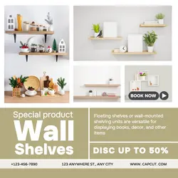 Minimalist flat design promotional wall shelf for Instagram posts