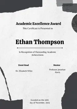 Non-Marketing Award Certificate White Black Aesthe