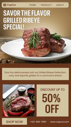 Grilled Ribeye Food Promotion Instagram Story