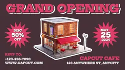 Food & Beverage Cafe Shop Grand Opening Invitation Template Facebook Cover