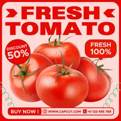 Fresh Tomato Promotion Instagram Post White Red Modern Flat