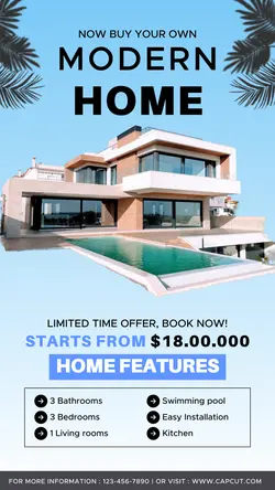 Modern Home Instagram Story Blue Elegant