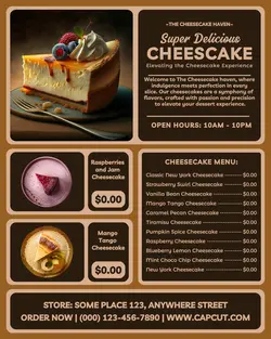 cheesecake menu instagram post