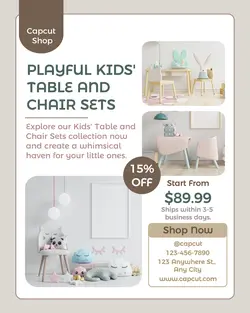 Interior Kid's Table and Chair Sets Promotion Instagram Portrait