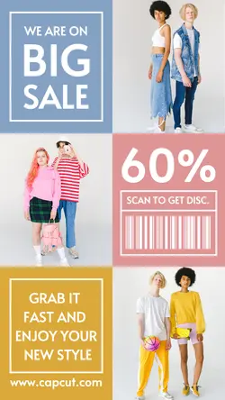 Fashion Big Sale Instagram Post Blue Pink Yellow