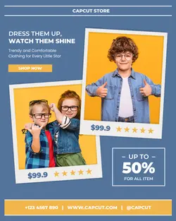 Blue Kids Fashion for Social Media Post