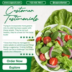 Minimalist template design for fresh salad business testimonials for Instagram posts