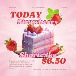 Pink Strawberry Cake Promotion Instagram Post