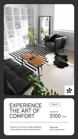 Black Modern Furniture Sale Instagram Story