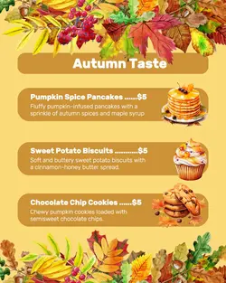 Autumn Taste Pancake, Biscuit, and Cookie Menu