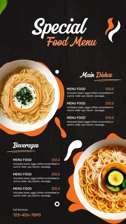 Food and Beverage Noodle Menu