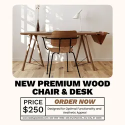 New Premium wood Chair & Desk Product Display
