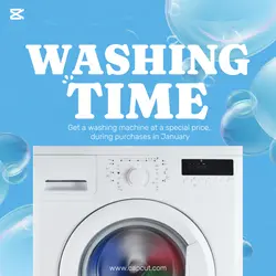 Washing Machine Special Prize Instagram Post Blue Buble Wash