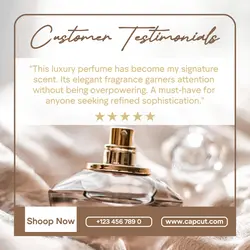 Minimalist template design for Perfume business testimonials for Instagram posting needs