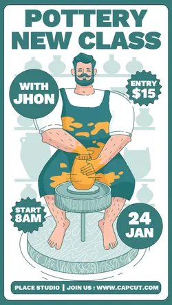 Pottery New Class Event Promotion Instagram Story Green Flat