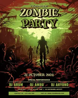 Sunset Zombie Party Invitation for Instagram Post