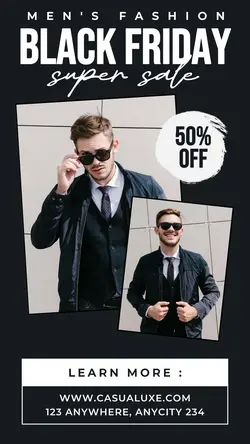 Black Friday Men's Fashion Promotion Sale Instagram Story