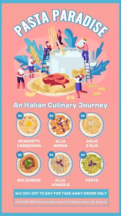 Spaghetti Menu Product Display Social Media Story Flat Modern Style