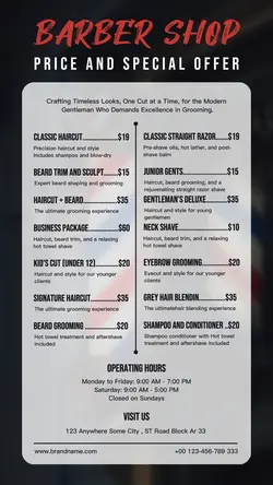 Barbershop Menu Services Instagram Story