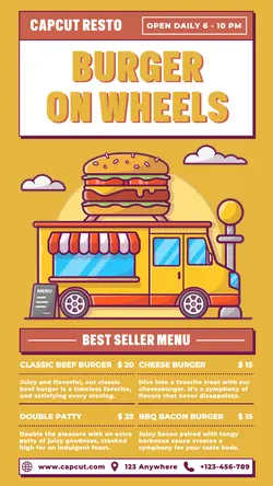 Burger Food Truck Menu Promotion TikTok Post