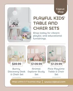Interior Kid's Table and Chair Sets Product Display Instagram Portrait