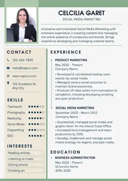 Non-marketing Resume Professional Green Minimalist