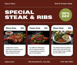 Food Menu Beef Steak Promotion Facebook Pot