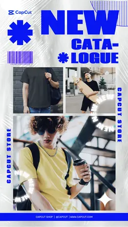New Clothing Catalog Instagram Story Post Blue Brutalism Design