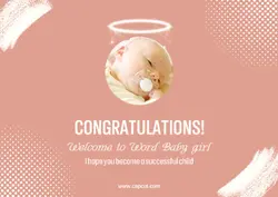 Congratulations card for the birth of a baby girl