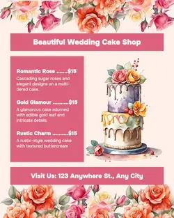 Beautiful Wedding Cake Shop Menu