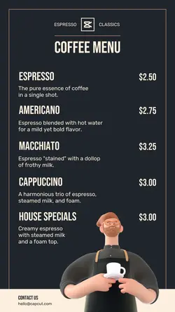 Food & Beverages Coffee Shop Menu