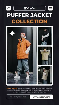 Puffer Jacket Collection Fashion Industry Promotion Instagram story