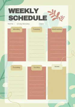 Non-Marketing Education-Weekly Schedule Aesthetic 