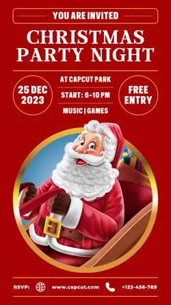 Christmas Party Night Poster Promotion TikTok Post