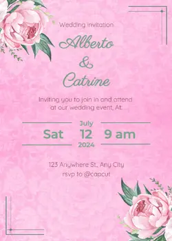 Invitation - Wedding Party Invitation Pink Color