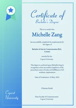 Non-marketing Certificate Blue Minimalist