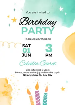 Non-marketing Birthday Party Invitation Minimalist