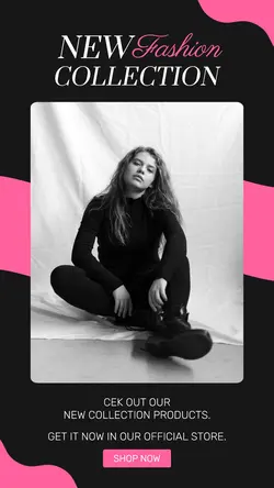 Fashion Industry New Colletion Product Display Instagram Story Black and Pink Modern