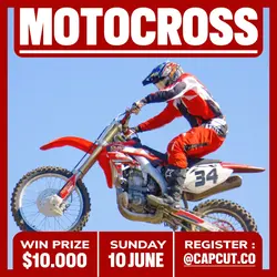 Sport Motocross Tournament Promotion Instagram Post Red Flat Modern
