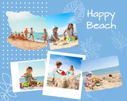 Non-marketing photo collage blue happy beach