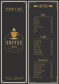 Simple menu cafe template