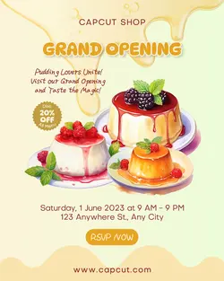 Food Pudding Shop Grand opening Instagram Portrait