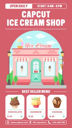 Ice Cream Shop Menu Poster Promotion TikTok Post