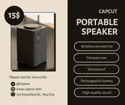 Electronic Portable Speaker Product Display Facebook Post Dark Brown Minimalist