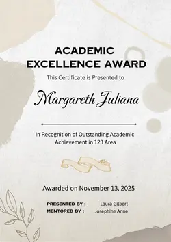 Non-Marketing Award Certificate Brown Aesthetic