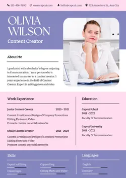 Business Content Creator Resume