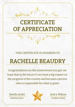 Non-Marketing Ceritificate Gold Minimalist